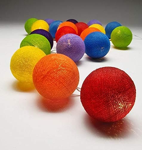 JPL 20 Cotton Ball Globe String Lights Fairy Lantern Lights for Garden Party Home Decoration Festival Decoration String Light (3 inches Ball 2.4 Meter)