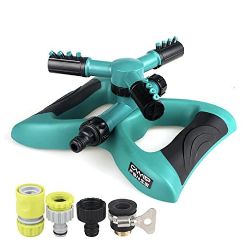 CampFENSE Automatic 360 Rotating Adjustable Garden Water Sprinkler, With 3 Arms Sprayer, Cover Large Area, Easy Eose Connection.