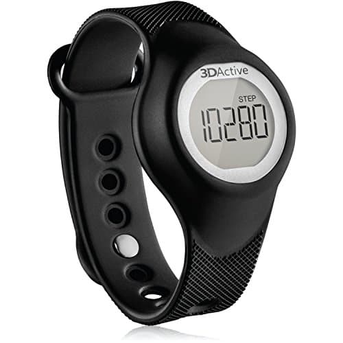 3DActive Non-Bluetooth 3D Pedometer Wristband Watch (PW-300) with Lanyard, Accurately Monitor Steps, Calories Burned, Distance and Duration, 14 Days Memory, Simple Tap Function & Easy to Read. (Black)