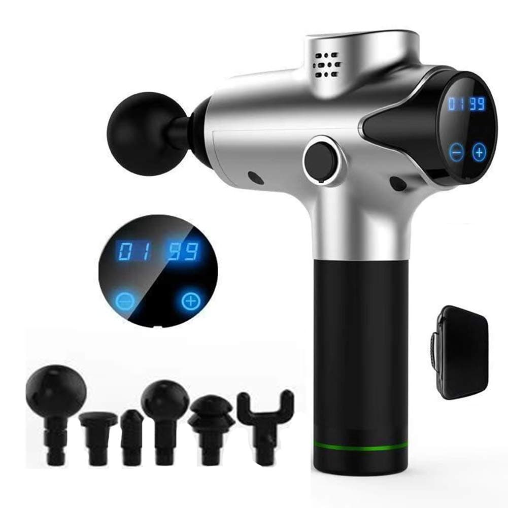 JUYHTY Hand-Held Massage Gun, LCD Touch Screen Professional Vibration Massage Gun Muscle, Wireless Mute Percussion Fascia Gun,D