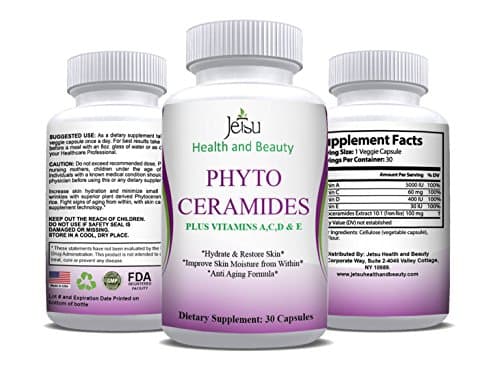 Phytoceramide Capsules Plus Hair Skin & Nail Complex Vitamins A,C,D & E for Skin Repair & Rejuvenation. Anti Aging Natural Phytoceramides for Reduced Fine Lines & Wrinkles. 30 Capsules
