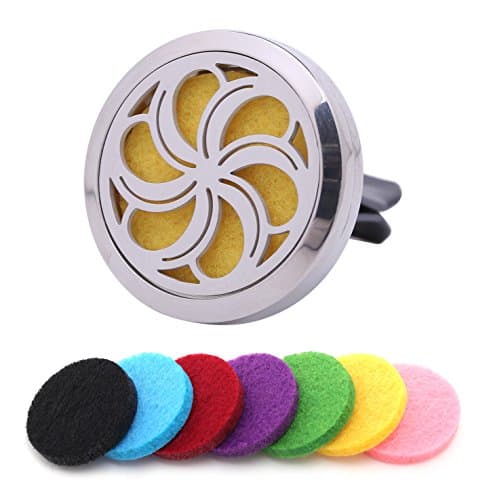 SCENTFUSEY: Best Essential Oil Car Diffuser. Great Stocking Stuffer. Add Your Essential Oils to Locket Vent Clip for Aromatherapy In Car|Home Fans. Air Freshener With 7 Felt Pads, Gift Box & eBook