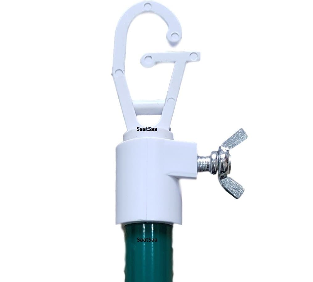 SaatSaa 2.4M Galvanised Washing Line Prop Outdoor Galvanised Extendable Washing Line Pole Cloths Laundry Support pole Extending pole Telescopic Support strong Washing line support Green