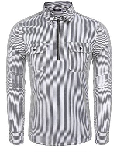 Hasuit Men's Regular Fit Long Sleeve Printed Dot Stretch Smart Casual Dress Shirt