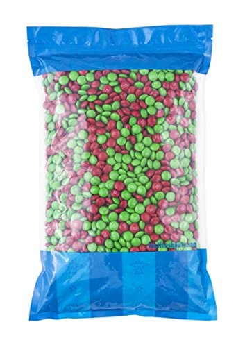 Bulk Plain Christmas M&M's - 5 lbs in a Resealable Bomber Bag - Red, Green Colors - Great for Baking - Candy Bowls - Wholesale - Holiday Parties !!!!