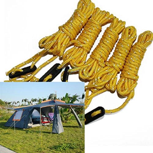4pcs Guy Line Camping Tent Ropes Cord, Fluorescent Yellow