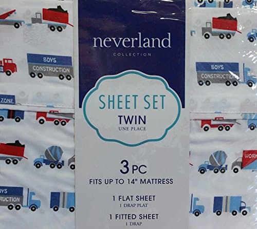 Neverland Collection Twin Sheet Set Double Brushed Microfiber (Mason - Vehicles)