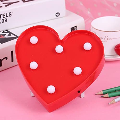 Decorative LED Sign-Lighted, EONSMN Plastic Children Night Light Decoration Cute Lamp Marquee Letter Lighting for Baby Lovely Birthday Toy Gift Battery Operated (Red Love)