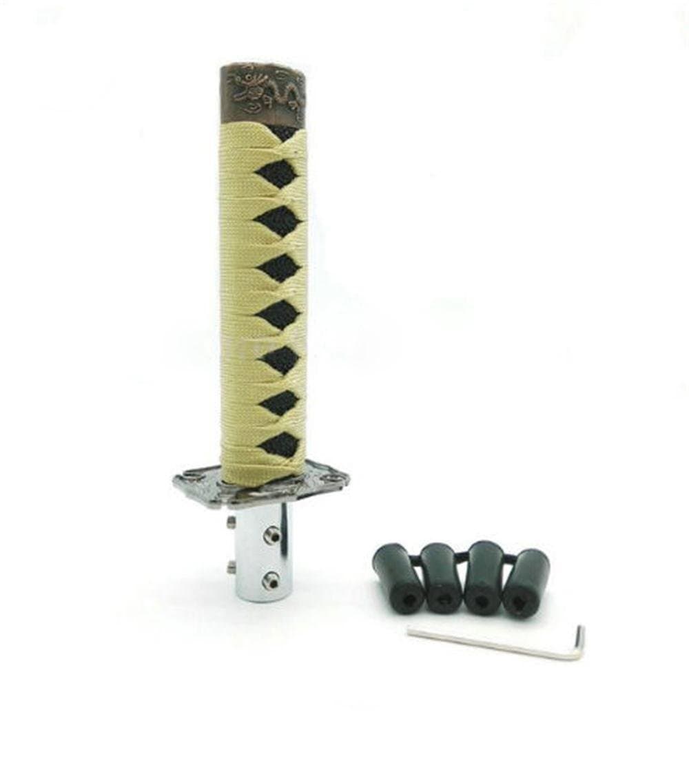 AllureEyes Universal Samurai Sword Gear Shift Knob Warrior Series Manual Stick Shift Knob with 4 Adapters Fits Most Vehicles, Upscale Car Gift (Gold+Black)