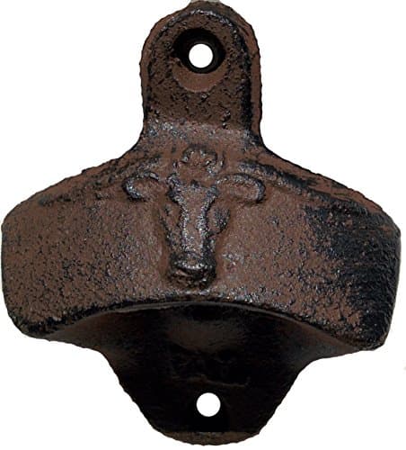 Steer Texas Longhorn Bottle Opener Rustic Cast Iron Wall Mount Man Cave (1)