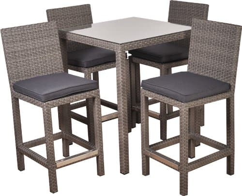 Atlantic 5-Piece Monza Square Bar Set with Grey Cushions