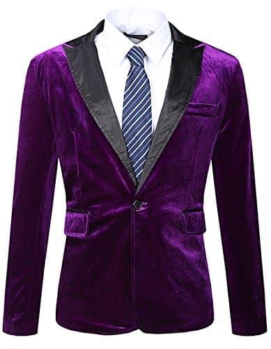 Men's Modern Fit Casual Velvet One Button Blazer Jacket