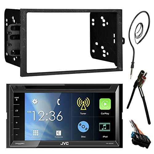 JVC KWV820BT 6.8" Touch Screen Bluetooth CD DVD Car Stereo Receiver Bundle Combo With Metra Dash Installation Trim Kit + Wiring Harness For GM Vehicles + Enrock 22" AM/FM Radio Antenna With Adapter