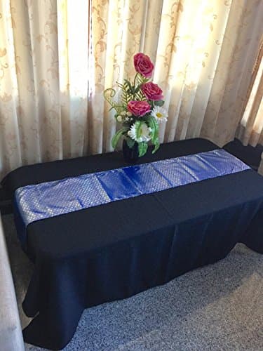 76"x10" Tablecloth Table Cover Dining Wedding Restaurant Hotel Table Bed Decoration Thai Synthetic Silk Stripe Blue