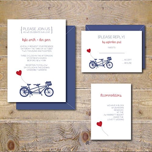 Wedding Invitations Invites Bikes Tandem Bicycle Spring Summer Fall Autumn Winter