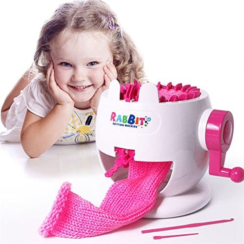 DIY Knitting Machine, AHZZY Cute Rabbit Hand-Operated Wool Knitting Machine Intelligence Development DIY Manual Knitting Toy Scarf Hat Doll Weaver for Children Kids Girls