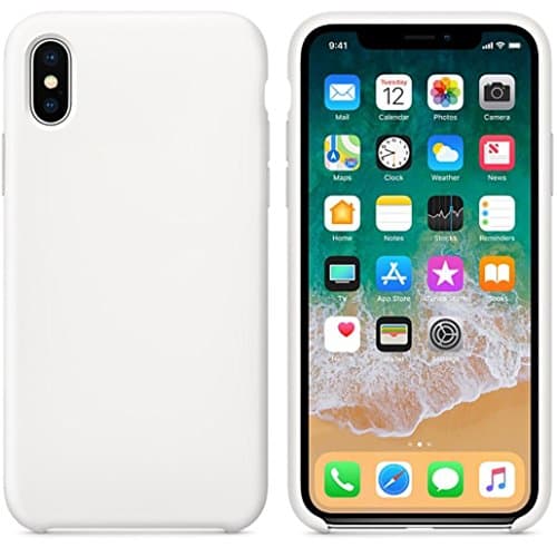 For iPhone X, Mchoice Ultra-Thin Genuine Silicone Leather Soft Case Cover for iPhone X (White)