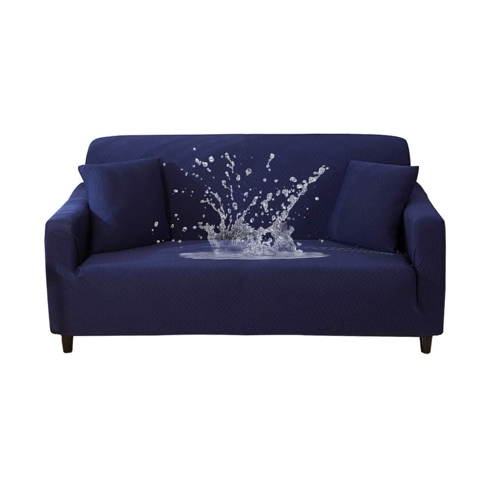 HOTNIU Waterproof Stretch Sofa Couch Covers - 1-Piece Thick Spandex Fabric Loveseat Couch Slipcover - Elastic Universal Fitted Seat Furniture Protector (Navy, Sofa)