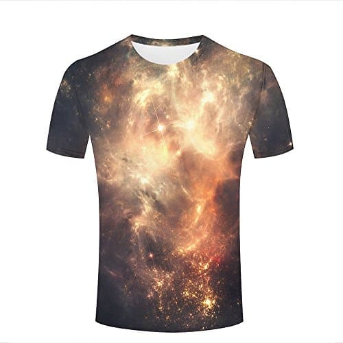 3D Duplex Printing Men T Shirts Nebula Bright Big Fire Casual Novelty Tees Round Neck T-Shirts XXXL