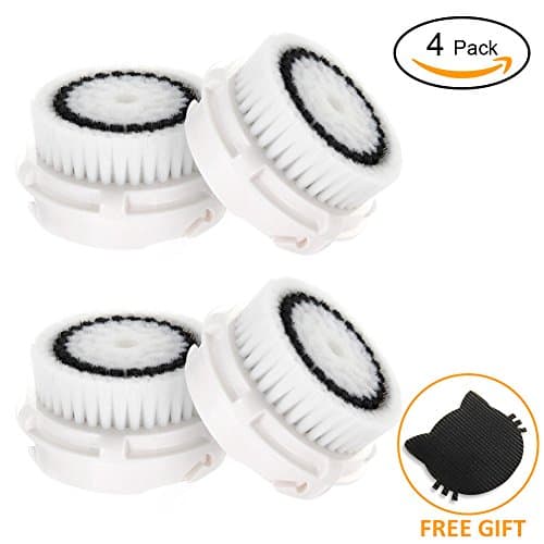 Vinwer 4 Pack Replacement Sensitive Brush Head with Free Hair Fringe Sticker,Compatible Facial Cleaning Brush Heads for Mia Mia2 Mia3 Aria Mia Fit Smart Profile and Alpha Fit