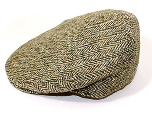 Stanbury Authentic Harris Tweed Traditional Teflon Coated Brown Herringbone Wool Flat Cap