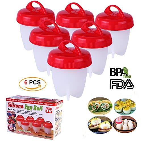 Egglettes,Egg Cooker as Seen on TV-Soft&Hard Boiled Egg Maker without Shell, Silicon Egg Boiler, 6 Pack