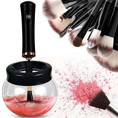 Makeup Brush Cleaner, Electric Automatic Spinning Makeup Brush Cleaner Kit and Dryer Machine 360 Rotation Clean and Dry All Your Makeup Brushes in Seconds by Yueshion (Noble Black)