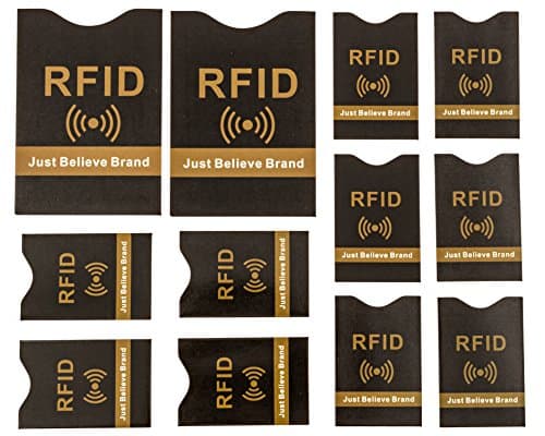 10 Premium Quality RFID Blocking Identity Theft Protection Credit Card Sleeves and 2 Bonus RFID Passport Holders