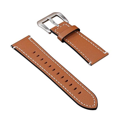 Asiproper Leather Adjustable Wristband Strap for Fitbit Versa Smart Wath(Brown)