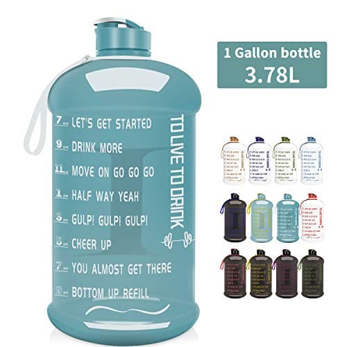 Dishwasher Safe 1 Gallon/ 2.2L/1.3L Big Reusable Sports Water Bottle with Motivational Time Marker Water Jug Container Large Water Canteen BPA Free Leak-proof for Gym Fitness Athletic
