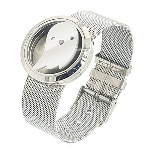 Adjustable Aromatherapy Jewelry Essential Oil Diffuser Bracelet Stainless Steel Locket Halloween Lovely Ghost Round Hollow Bangle Gift for Men and Women-Qiaofulicheerfully (Lovely Ghost)