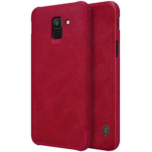 Samsung Galaxy J6 Case,Mangix Flip PU Leather Wallet Smart Sleep Wake Protection Shell Case with Card Slot for Samsung Galaxy J6 (SM-J600G/DS) 5.6-inches (Red)