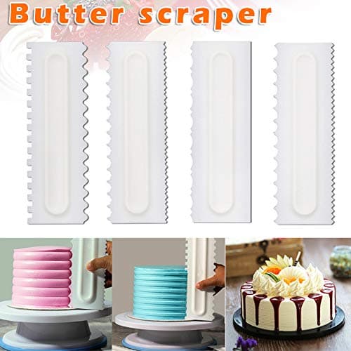 Nauliod 4 Pcs Cake Icing Smoother, Cake Decorating Comb, Cake Edge Smoother Cream Scraper Cake Scraper Pastry Baking DIY Tool for Kitchen