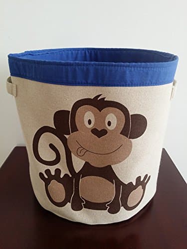 Canvas Animal Themed Toy Storage Bins | Hamper (Blue Monkey)