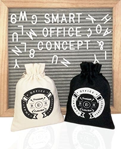 Letter Board 10x10 Inches - Gray Felt Letter Board includes 290 White Plastic Letters, Wooden Frame, 2 Bags and Built-In Mount Hanger for Wall Decor