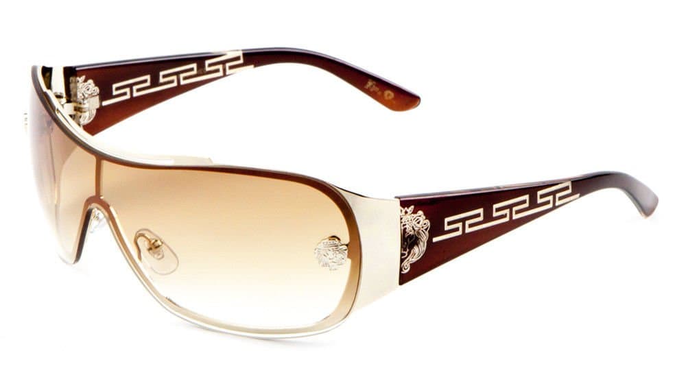 Kleo Greek Key Slim Shield Wrap Around Sunglasses