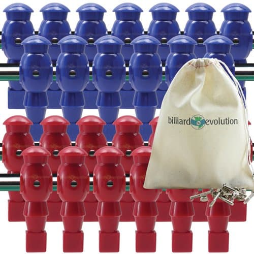 Billiard Evolution 26 Red and Blue Foosball Men with Free Screws and Nuts