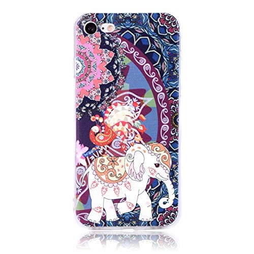 iPhone 8/ iPhone 7 Case, Ultra Thin Matte Silicone Case, 3D Fashion Print Butterfly Elephant Pattern Ultra Thin Lightweight TPU Gel Bumper Anti-Scratch Anti-Slip Bumper Case for iPhone 8/ iPhone 7