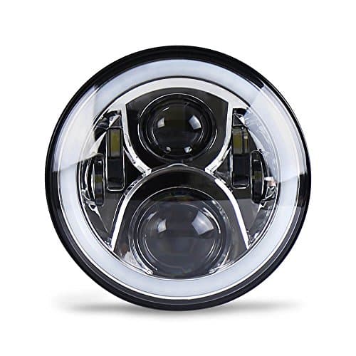 7 Inch Round LED Headlight Halo Ring DRL Amber White Signal for Suv Off-road Vehicles Black 2pcs