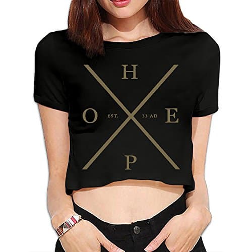 HOPE EST.33 AD Printing Crop Top Woman's Crop Tee Classic Bare Midriff Crop Top