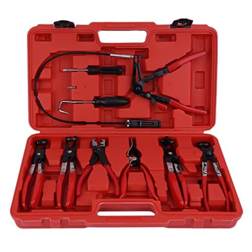 9 pc Mechanic tool set deluxe hose clamp ring pliers flexible s cable swivel jaw kit