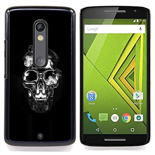 Queen Pattern - FOR Motorola Verizon DROID MAXX 2 / Moto X Play - Crystal Skull Black Silver Death Metal - Impact Case Cover with Art Pattern Designs