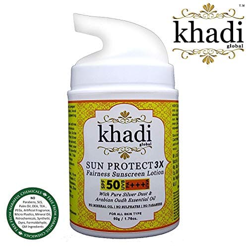 Khadi Global Sun Protect 3X Fairness SPF 50+ UVB and PA+++ UVA Sunscreen Lotion, 50g