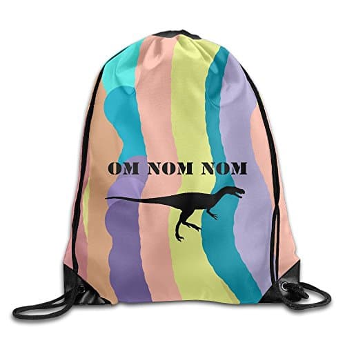 Om Nom Nom Dinosaur Rawr Drawstring Gym Sport Bag, Large Lightweight Gym Sackpack Backpack For Men And Women