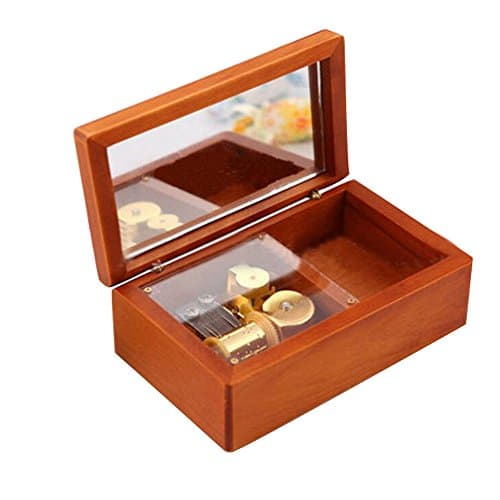 18 Note Wind-up Wooden Music Box with Mirror Gold Plating Movement Musical Box