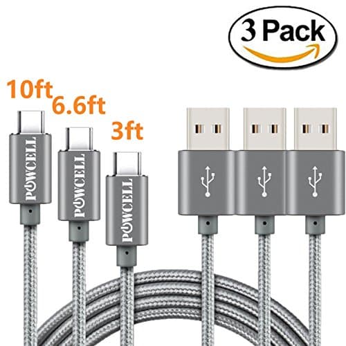 3 Pack 3/6/10 Feet USB Type C Charger Cord for Google Pixel 3 XL Pixel 2 Pixel XL Pixel 2 XL OnePlus 7 Pro 6 5 5T LG G8 V40 V30 V30+ BlackBerry Keyone KEY2 Motion Fast Charge and Data Sync Cable