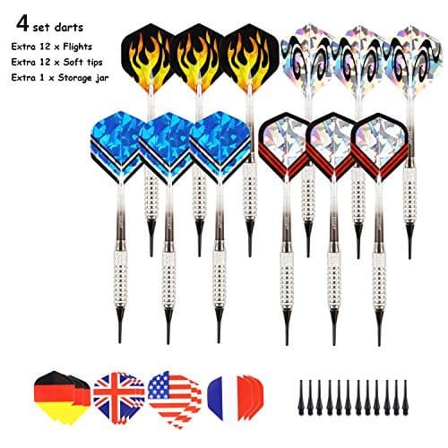 Misayar ARIZZ 12 Pcs Soft Tip Darts 17 Grams with 8 Style 24 Flights and 24 Soft Tip Points for Electronic Dartboards