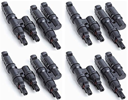 Surcle Technology Solar MC4 Branch T Connectors for Solar Panels (Black) - Pack of 4 Pairs