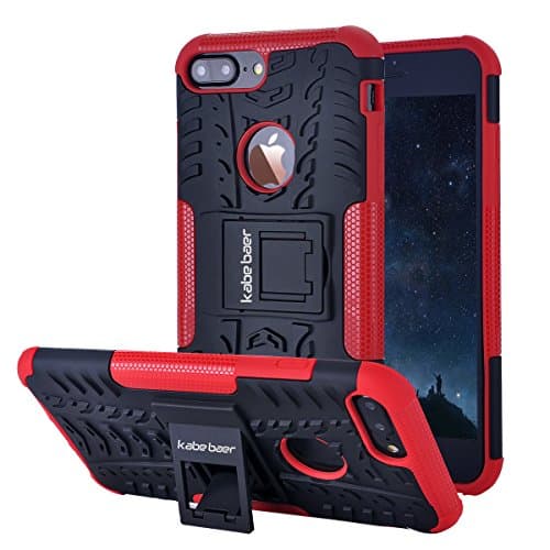 Kabe Baer 2 IN 1 Armor Dual Layer Hybrid Heavy Duty Case with Kickstand for Apple iPhone 7plus Shockproof (red)