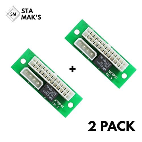 Stamaks 2- Pack Multiple Power Supply Adapter ATX 24Pin to SATA Dual PSU Power Supply Sync Starter Extender Cable Card for Ethereum ETH ZEC Minin